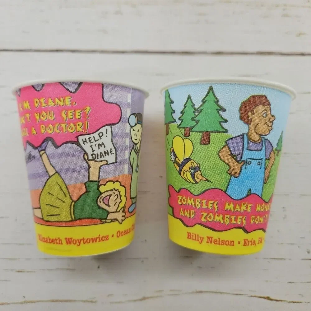 Vintage Dixie Cup Knock Knock Jokes Lot of‎ 81 Wax Paper Cups 5 oz DECOR ONLY